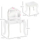 Kids Vanity Table &amp; Stool Girls Dressing Set Make Up Desk Chair Dresser Play Set with Rotatable Mirrors Drawer Star &amp; Heart Patt