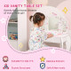 Kids Vanity Table &amp; Stool Girls Dressing Set Make Up Desk Chair Dresser Play Set with Rotatable Mirrors Drawer Star &amp; Heart Patt