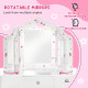Kids Vanity Table &amp; Stool Girls Dressing Set Make Up Desk Chair Dresser Play Set with Rotatable Mirrors Drawer Star &amp; Heart Patt