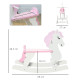 Kids Rocking Horse, with Handlebar, Foot Pedal - Pink