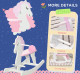 Kids Rocking Horse, with Handlebar, Foot Pedal - Pink