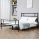 King Metal Bed Frame Solid Bedstead Base with Headboard and Footboard, Metal Slat Support and Underbed Storage Space, Bedroom Fu