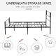 King Metal Bed Frame Solid Bedstead Base with Headboard and Footboard, Metal Slat Support and Underbed Storage Space, Bedroom Fu