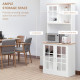 Freestanding Kitchen Cupboard, Storage Cabinet with Doors and Adjustable Shelves, Counter Top, Grid Glass Doors, 80L x 37W x 183