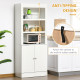 Kitchen Cupboard with 6-tier Shelving, Freestanding Storage Cabinet, Pantry Cupboard with 3 Open Compartments and Double-door Ca