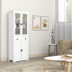 Kitchen Cupboard, Freestanding Storage Cabinet with 2 Adjustable Shelves, Drawer and Glass Door for Living Room, Dining Room, 16