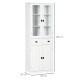 Kitchen Cupboard, Freestanding Storage Cabinet with 2 Adjustable Shelves, Drawer and Glass Door for Living Room, Dining Room, 16