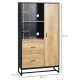 Kitchen Cupboard, Freestanding Storage Cabinet with Soft Close Door, Microwave Stand with Adjustable Shelves and Drawers,  for L