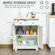 Kitchen Floor Cabinet Side Storage Cupboard Multi-use Sideboard Table with Solid Wood Top, Adjustable Shelf,Drawer for Dining Ro