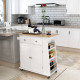 Kitchen Island on Wheels, Mobile Storage Trolley, Rolling Kitchen Cart with Rubber Wood Top, 2-Door Cabinets, 2 Drawers, Adjusta