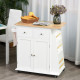 Kitchen Island on Wheels, Mobile Storage Trolley, Rolling Kitchen Cart with Rubber Wood Top, 2-Door Cabinets, 2 Drawers, Adjusta