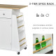 Kitchen Island on Wheels, Mobile Storage Trolley, Rolling Kitchen Cart with Rubber Wood Top, 2-Door Cabinets, 2 Drawers, Adjusta