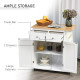 Kitchen Island on Wheels, Mobile Storage Trolley, Rolling Kitchen Cart with Rubber Wood Top, 2-Door Cabinets, 2 Drawers, Adjusta