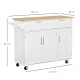 Kitchen Island Utility Cart, with 2 Storage Drawers &amp; Cabinets for Dining Room, White