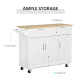Kitchen Island Utility Cart, with 2 Storage Drawers &amp; Cabinets for Dining Room, White