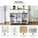 Kitchen Island Utility Cart, with 2 Storage Drawers &amp; Cabinets for Dining Room, White