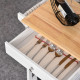 Kitchen Trolley, Kitchen Island on Wheels, w/ Wood Top, 3 Shelves and Storage Cupboard, White