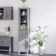 kleankin Bathroom Floor Storage Cabinet with 3 Tier Shelf and Cupboard with Door, Free Standing Linen Tower, Tall Slim Side Orga
