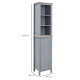 kleankin Bathroom Floor Storage Cabinet with 3 Tier Shelf and Cupboard with Door, Free Standing Linen Tower, Tall Slim Side Orga