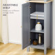kleankin Bathroom Floor Storage Cabinet with 3 Tier Shelf and Cupboard with Door, Free Standing Linen Tower, Tall Slim Side Orga