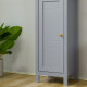 kleankin Bathroom Floor Storage Cabinet with 3 Tier Shelf and Cupboard with Door, Free Standing Linen Tower, Tall Slim Side Orga