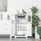 kleankin Bathroom Floor Cabinet, Freestanding Kitchen Cupboard with 2 Drawers, Adjustable Shelves and Tempered Glass Door, Woode