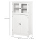 kleankin Bathroom Floor Cabinet, Freestanding Kitchen Cupboard with 2 Drawers, Adjustable Shelves and Tempered Glass Door, Woode