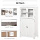 kleankin Bathroom Floor Cabinet, Freestanding Kitchen Cupboard with 2 Drawers, Adjustable Shelves and Tempered Glass Door, Woode
