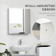 kleankin Bathroom Mirror Cabinet, Wall Mounted Medicine Cabinet with Hinged Door, Storage Shelves for Laundry Room