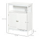 kleankin Bathroom Storage Unit Cabinet with Open Storage Shelf, Freestanding Floor Cabinet Organizer with 2 Doors for Living Roo