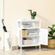 kleankin Bathroom Storage Unit Cabinet with Open Storage Shelf, Freestanding Floor Cabinet Organizer with 2 Doors for Living Roo