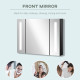kleankin LED Bathroom Cabinet with Mirror, Wall Mounted Dimmable Brightness Storage Organiser with 3 Mirrored Doors and Adjustab
