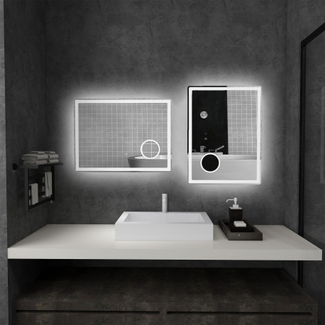 kleankin LED Bathroom Mirror with Lights, 3X Magnifying Mirror, Dimming Lighted Bathroom Mirror, Vanity Mirror with 3 Colour Fro