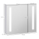 Illuminated Bathroom Mirror Cabinet 650 x 700Hmm LED Bathroom Mirror with Lights Touch Switch, Adjustable Shelf,  USB Charge, Wh