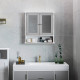 kleankin Mirror Cabinet Wall Mounted with Double Mirrored Doors, Hanging Cabinet with Cupboard and Shelf, Bathroom Wall Storage 