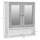 kleankin Mirror Cabinet Wall Mounted with Double Mirrored Doors, Hanging Cabinet with Cupboard and Shelf, Bathroom Wall Storage 