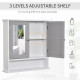 kleankin Mirror Cabinet Wall Mounted with Double Mirrored Doors, Hanging Cabinet with Cupboard and Shelf, Bathroom Wall Storage 