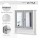 kleankin Mirror Cabinet Wall Mounted with Double Mirrored Doors, Hanging Cabinet with Cupboard and Shelf, Bathroom Wall Storage 