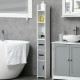 kleankin Modern Bathroom Storage Cabinet, Freestanding Tall Bathroom Cabinet with Open Shelves and 3 Cupboards with Door, for Be
