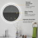 kleankin Round Bathroom Mirror with LED Lights, Wall Mount Dimmable Makeup Mirror with 3 Temperature Colours, Defogging Film and