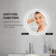 kleankin Round Bathroom Mirror with LED Lights, Wall Mount Dimmable Makeup Mirror with 3 Temperature Colours, Defogging Film and