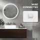 kleankin Round Bathroom Mirror with LED Lights, Wall-Mounted Dimmable Makeup Mirror with 3 Temperature Colours, Defogging Film, 