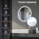 kleankin Round Bathroom Mirror with LED Lights, Wall-Mounted Dimmable Makeup Mirror with 3 Temperature Colours, Defogging Film, 