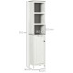kleankin Tall Bathroom Storage Cabinet, Freestanding Tower Cabinet with 3 Open Shelves and Adjustable Shelf, Antique White