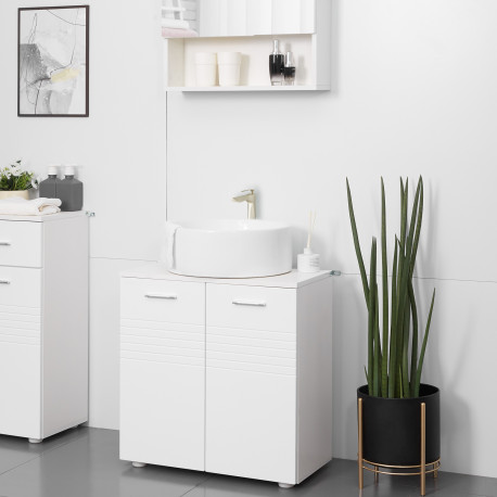 kleankin Under Sink Cabinet, Bathroom Vanity Unit, Pedestal Under Sink Design, Storage Cupboard with Adjustable Shelf, High Glos