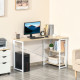 Folding Desk, L Shaped Desk, Corner Computer Desk with 2-Tier Storage Shelf for Home Office, Study Room, Workstation, Easy Assem