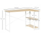 Folding Desk, L Shaped Desk, Corner Computer Desk with 2-Tier Storage Shelf for Home Office, Study Room, Workstation, Easy Assem