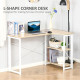 Folding Desk, L Shaped Desk, Corner Computer Desk with 2-Tier Storage Shelf for Home Office, Study Room, Workstation, Easy Assem