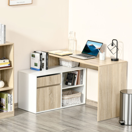 L-Shaped Desk, Corner Computer Desk with Storage Drawer, Adjustable Shelf, Cabinet for Home Office and Study, 120 x 92 x 75cm, O