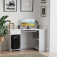 L-Shaped Corner Computer Desk w/ 2 Shelves Wide Worktop Keyboard Tray Drawer &amp; CPU Stand Home Office Study Bedroom Furniture Whi